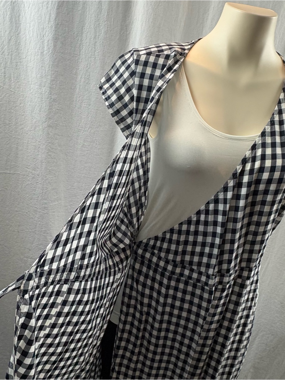 J. Crew Dark Navy & White Gingham Wrap Maxi Dress M - Picture 9 of 10
